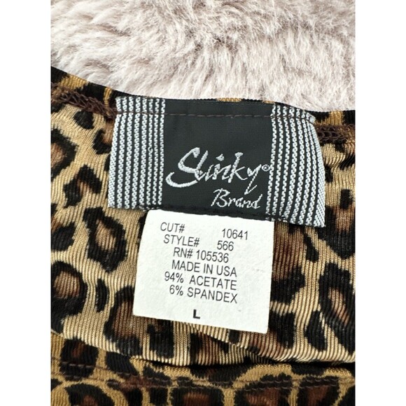 Slinky Brand Women Animal Print Blouse Tunic Top L Side Slit Asymmetric Hem Boho - Picture 4 of 4